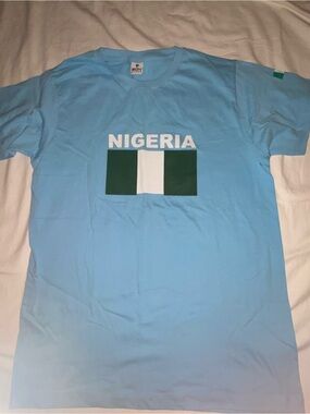 Nigeria Flag Graphic Tee - Light Blue
